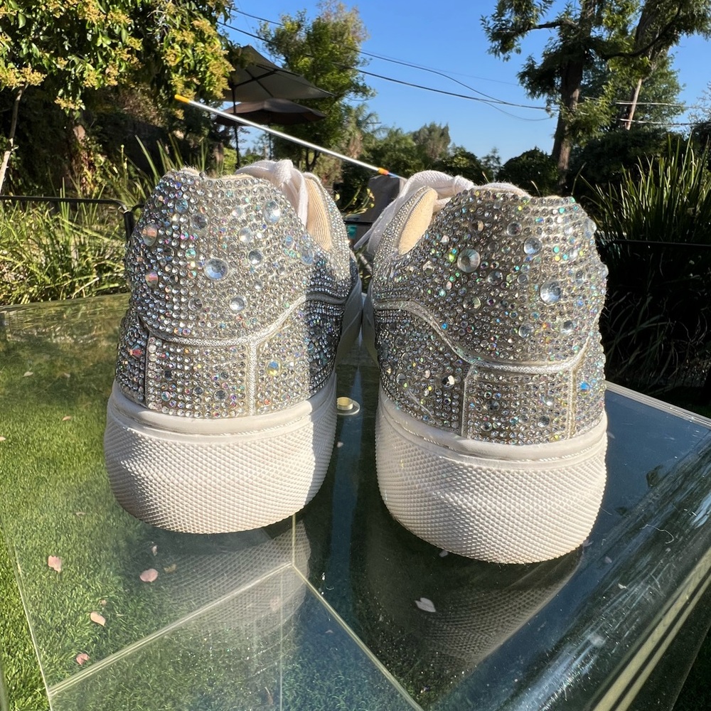 Betsey Johnson White Iridescent Crystal Platform Sneakers - Picture 5 of 7